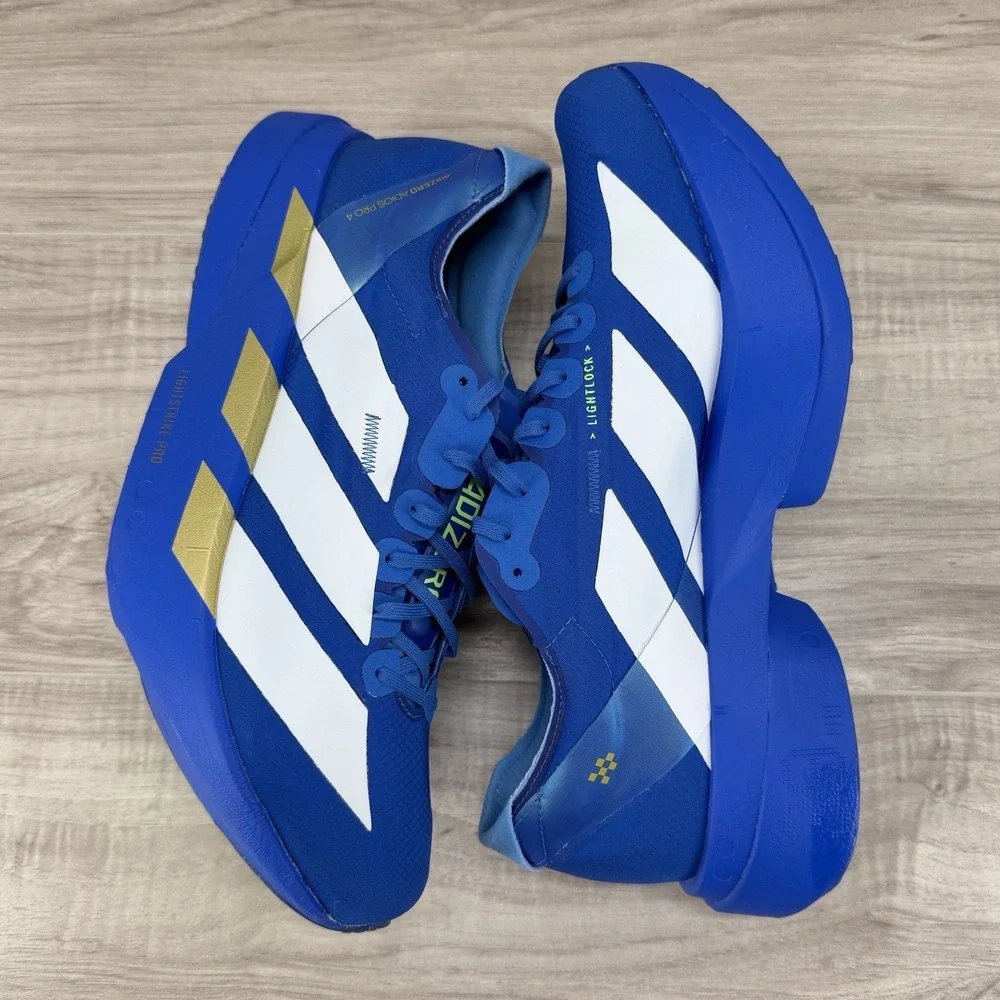 **Adidas ADIZERO ADIOS PRO 4 Blue White Lime Burst (JP6622) Authentic Men's 10